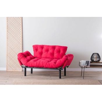 Canapea extensibilă cu 2 locuri, Futon, 859FTN1244, Metal, Fucsia