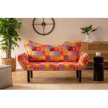 Canapea extensibilă cu 2 locuri, Futon, 859FTN2701, Metal, Multicolor