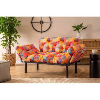 Canapea extensibilă cu 2 locuri, Futon, 859FTN2704, Metal, Multicolor