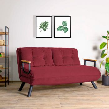 Canapea extensibilă cu 2 locuri, Futon, 859FTN2710, Metal , Maro ieftina