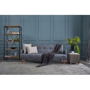 Canapea extensibila cu 3 locuri, Balcab Home, 825BLC2674, Lemn / Metal, Antracit