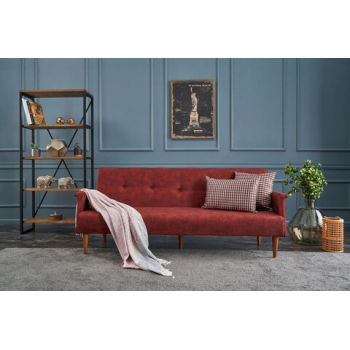 Canapea extensibila cu 3 locuri, Balcab Home, 825BLC2675, Lemn / Metal, Rosu claret