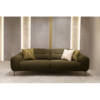 Canapea Fixa, 3 Locuri, tapitata cu stofa, Alora Verde Olive, l250xA100xH85 cm