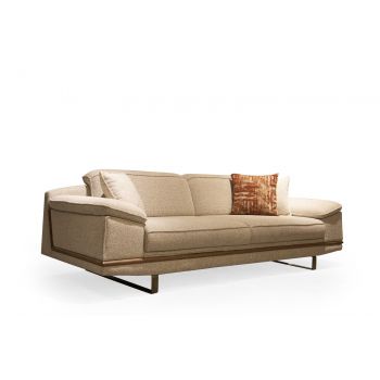 Canapea Fixa, 3 Locuri, tapitata cu stofa, Tanca Cream, l241xA95xH80 cm