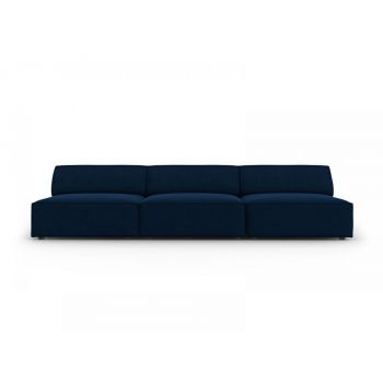 Canapea fixa de 3 locuri fara cotiere din Catifea Albastru royal L240cm Jodie