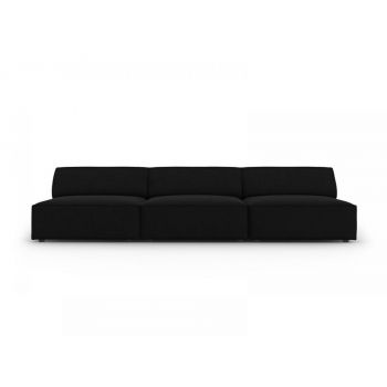 Canapea fixa de 3 locuri fara cotiere din Catifea Negru L240cm Jodie