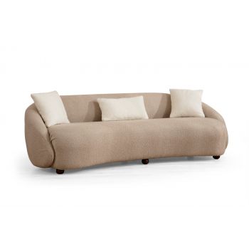 Canapea Napoli Capuccino Fixa, cu Spuma Poliuretanica, 3 Locuri, tapitata cu stofa, Perne Incluse, l230xA94xH75 cm