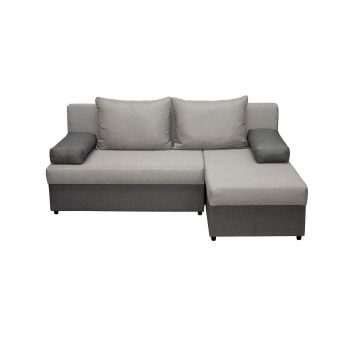 Coltar ANA extensibil, cu lada depozitare, colt interschimbabil, gri inchis + gri deschis, 200x140x83 cm la reducere