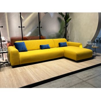 Coltar Extensibil Fox Galben, Sezlong pe Dreapta, tapitat cu Stofa, l333xA186xH81 cm
