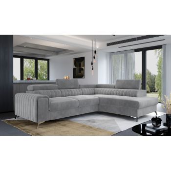 Coltar Extensibil Laurette cu Lada de Depozitare, Sezlong pe Dreapta, Tetiere Reglabile, l275xA205xH69-98 cm-Monolith84