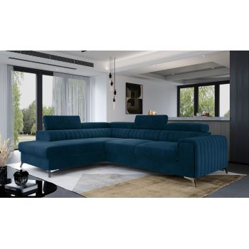 Coltar Extensibil Laurette cu Lada de Depozitare, Sezlong pe Stanga, Tetiere Reglabile, l275xA205xH69-98 cm-Monolith77