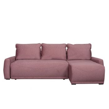 Coltar Extensibil Lea Interschimbabil Stanga/Dreapta, 5 Locuri, Lada Depozitare, Roz, 256 Cm