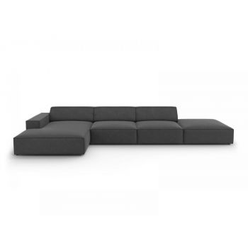 Coltar fix de 5 locuri din Catifea Gri cu orientare customizabila L341cm Jodie