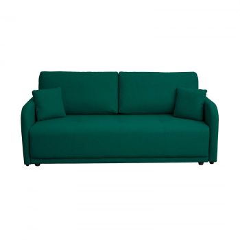 Canapea BERNA S extensibila, 3 locuri, cu arcuri si lada depozitare, verde inchis, 210x110x90 cm ieftina