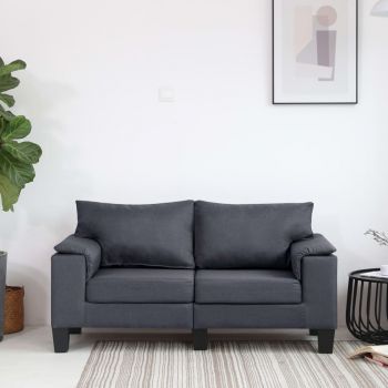 Canapea cu 2 locuri gri inchis material textil