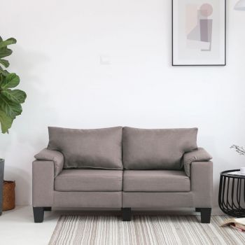 Canapea cu 2 locuri gri taupe material textil