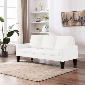 Canapea cu 3 locuri alb piele ecologică