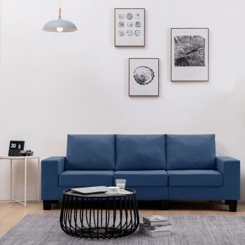 Canapea cu 3 locuri albastru material textil