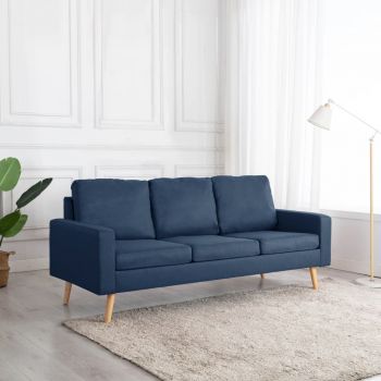 Canapea cu 3 locuri albastru material textil