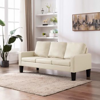 Canapea cu 3 locuri crem piele ecologică