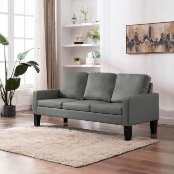 Canapea cu 3 locuri gri piele ecologică