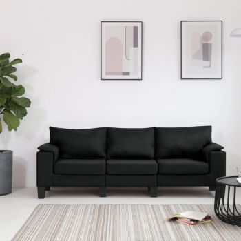 Canapea cu 3 locuri negru material textil