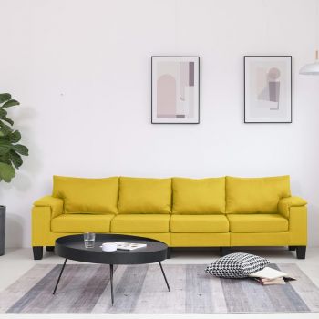 Canapea cu 4 locuri galben material textil