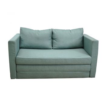 Canapea extensibila 2 locuri Mobexport Sleep 31, tapiterie rino, verde menta, 2 perne, 135 x 80 x 75 cm