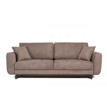 Canapea Extensibila, 3 Locuri, Lada de Depozitare, tapitata cu Stofa, Perne Incluse, Kary Maro, l246xA111xH93 cm