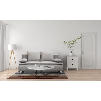 Canapea Extensibila, 3 Locuri, Lada de Depozitare, tapitata cu stofa, Perne Incluse, Monalisa Gri, l208xA108xH100 cm