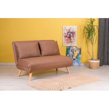 Canapea extensibilă cu 2 locuri, Futon, 859FTN2715, Metal , Maro ieftina