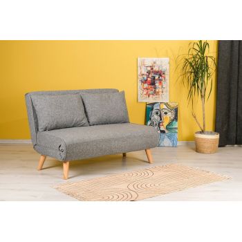 Canapea extensibilă cu 2 locuri, Futon, 859FTN2716, Metal , Gri deschis ieftina