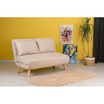 Canapea extensibilă cu 2 locuri, Futon, 859FTN2717, Metal , Crem