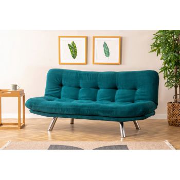 Canapea extensibila cu 3 locuri, Futon, 859FTN2803, Metal, Verde petrol ieftina