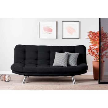 Canapea extensibila cu 3 locuri, Futon, 859FTN2805, Metal, Negru ieftina