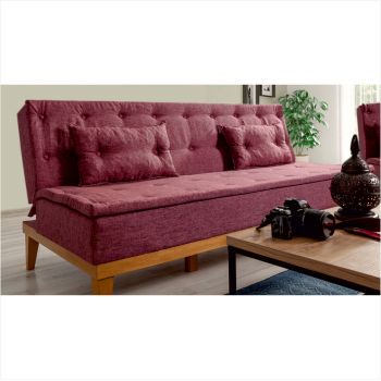 Canapea extensibila cu 3 locuri, Unique Design, 867UNQ1334, Lemn de carpen, Rosu claret ieftina