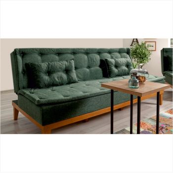 Canapea extensibila cu 3 locuri, Unique Design, 867UNQ1338, Lemn de carpen, Verde ieftina