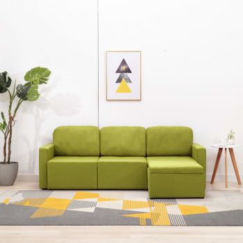 Canapea extensibilă modulară 3 locuri verde material textil