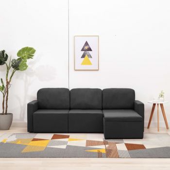 Canapea extensibilă modulară cu 3 locuri gri inchis textil