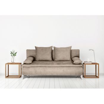 Canapea extensibila Sofie, cu lada pentru depozitare, 3 locuri, 203x92x86 cm, Bej la reducere