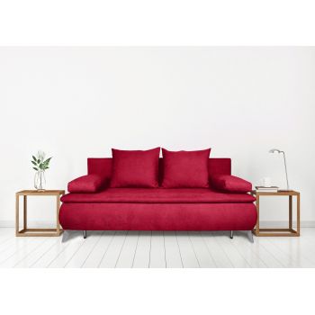 Canapea extensibila Sofie, cu lada pentru depozitare, 3 locuri, 203x92x86 cm, Rosu