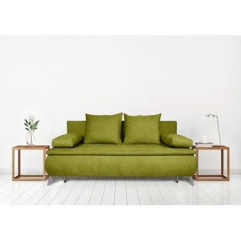 Canapea extensibila Sofie, cu lada pentru depozitare, 3 locuri, 203x92x86 cm, Verde ieftina