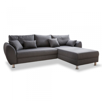 Canapea pentru 2 locuri + sezlong cu brat Mobexport lemn masiv si pal, gri, interschimbabila, 274 x 91 x 193 cm