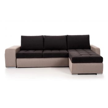 Colțar Extensibil CAROL, cu ladă de depozitare, variante stânga/dreapta 280x170x95 cm, Negru/Bej
