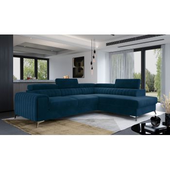 Coltar Extensibil Laurette cu Lada de Depozitare, Sezlong pe Dreapta, Tetiere Reglabile, l275xA205xH69-98 cm-Monolith77