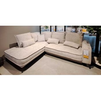 Coltar Extensibil Sensit Set 3 Gri, Sezlong pe Stanga, Lada de Depozitare, Perne Incluse, l262xA208xH92 cm