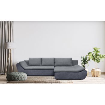 Coltar Extensibil Spatio Gri cu Lada de Depozitare, Sezlong pe Dreapta, l308xA182xH81 cm