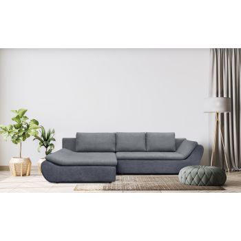 Coltar Extensibil Spatio Gri cu Lada de Depozitare, Sezlong pe Stanga, l308xA182xH81 cm