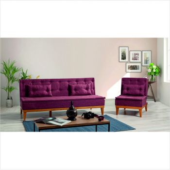 Set canapea extensibilă, Unique Design, 867UNQ1603, Lemn de carpen, Rosu claret
