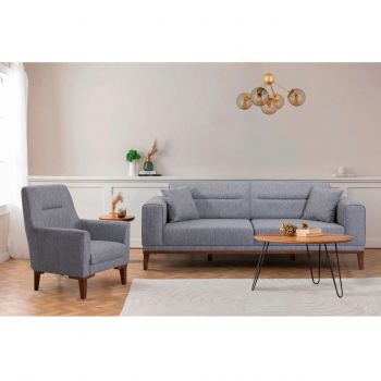 Set canapea extensibilă, Unique Design, 867UNQ1667, Lemn de carpen, Gri